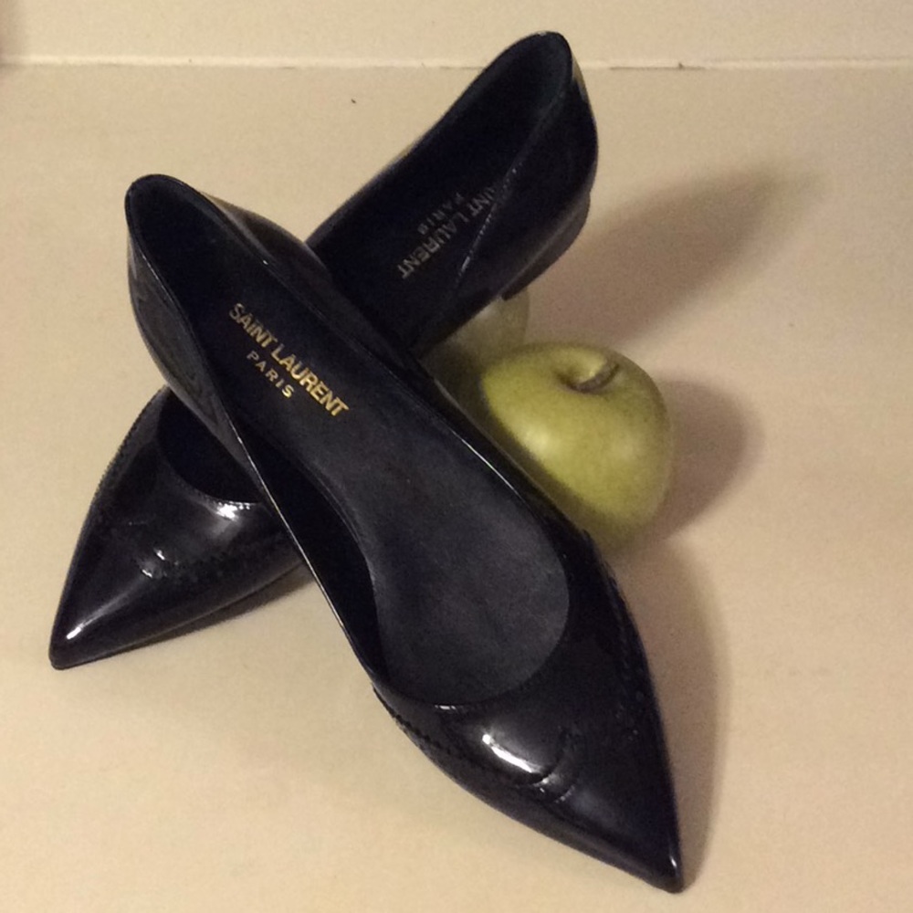 Saint Laurent Black Patent Wing Tip Flats